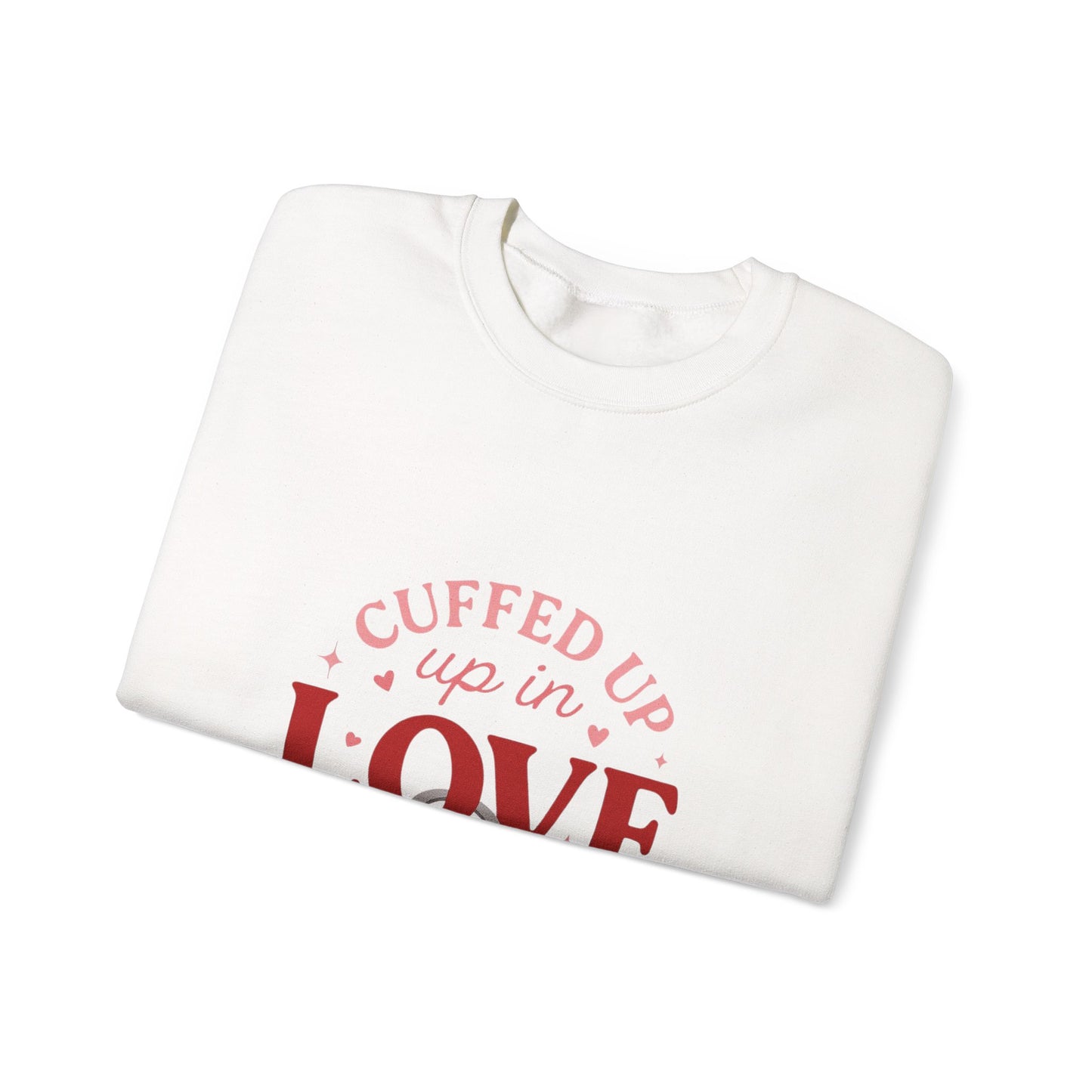Cuffed Up in Love Crewneck Sweatshirt — Cozy Romantic Pullover