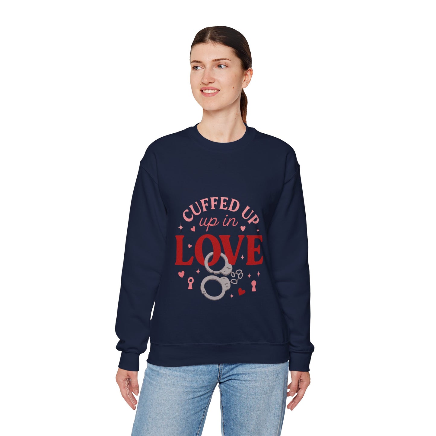 Cuffed Up in Love Crewneck Sweatshirt — Cozy Romantic Pullover