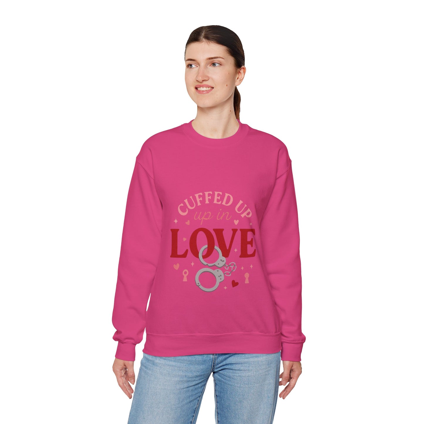 Cuffed Up in Love Crewneck Sweatshirt — Cozy Romantic Pullover