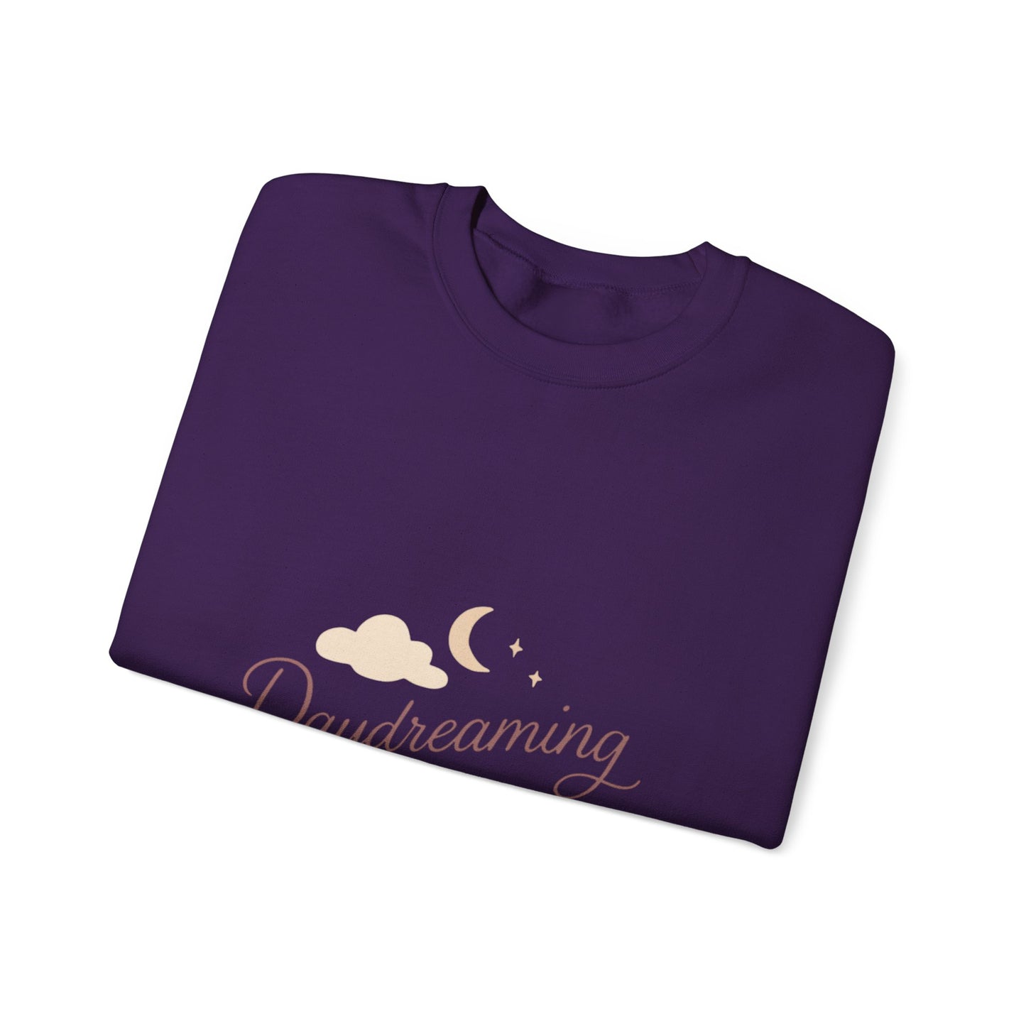 Daydreaming of Us crewneck sweatshirt | moon, clouds, script text