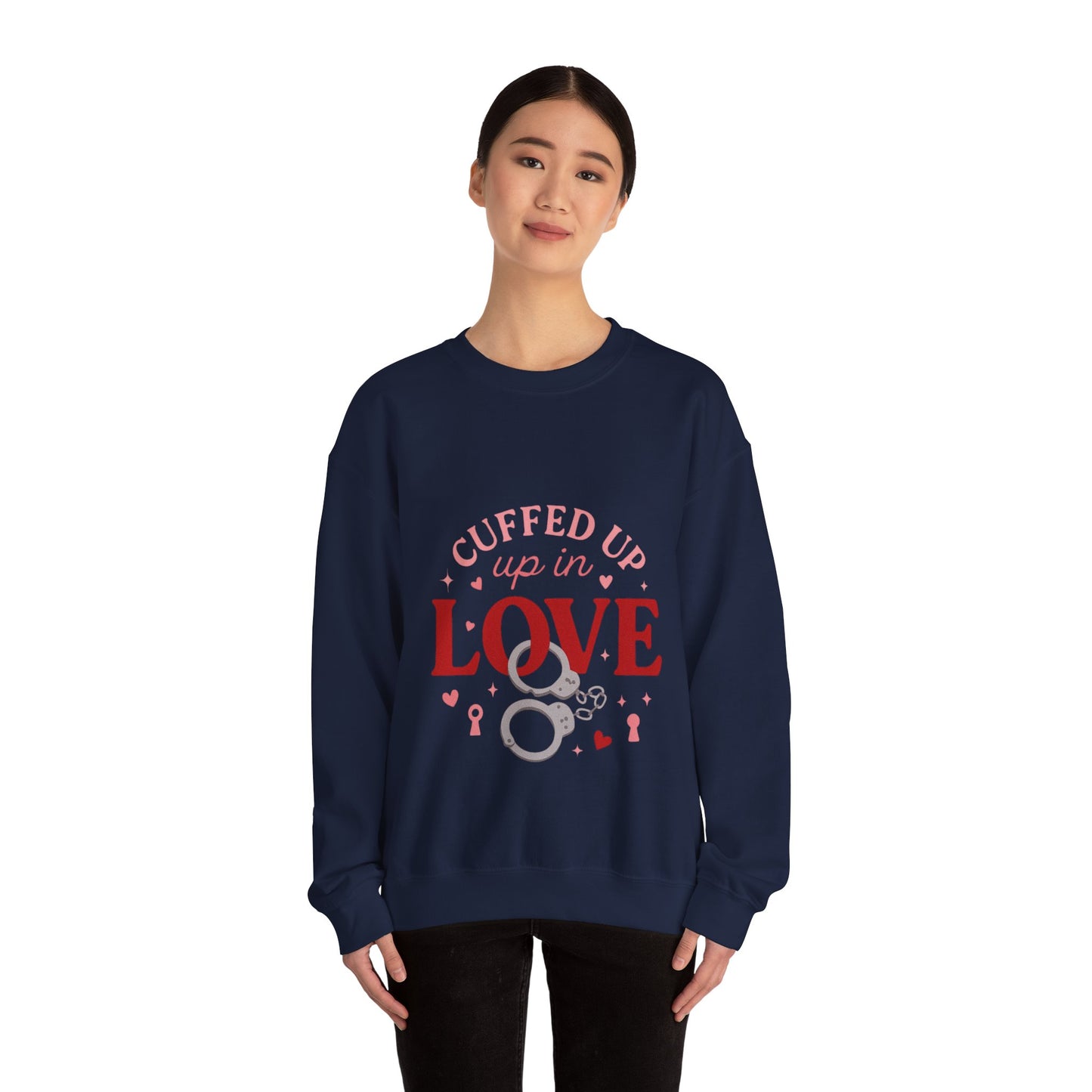 Cuffed Up in Love Crewneck Sweatshirt — Cozy Romantic Pullover