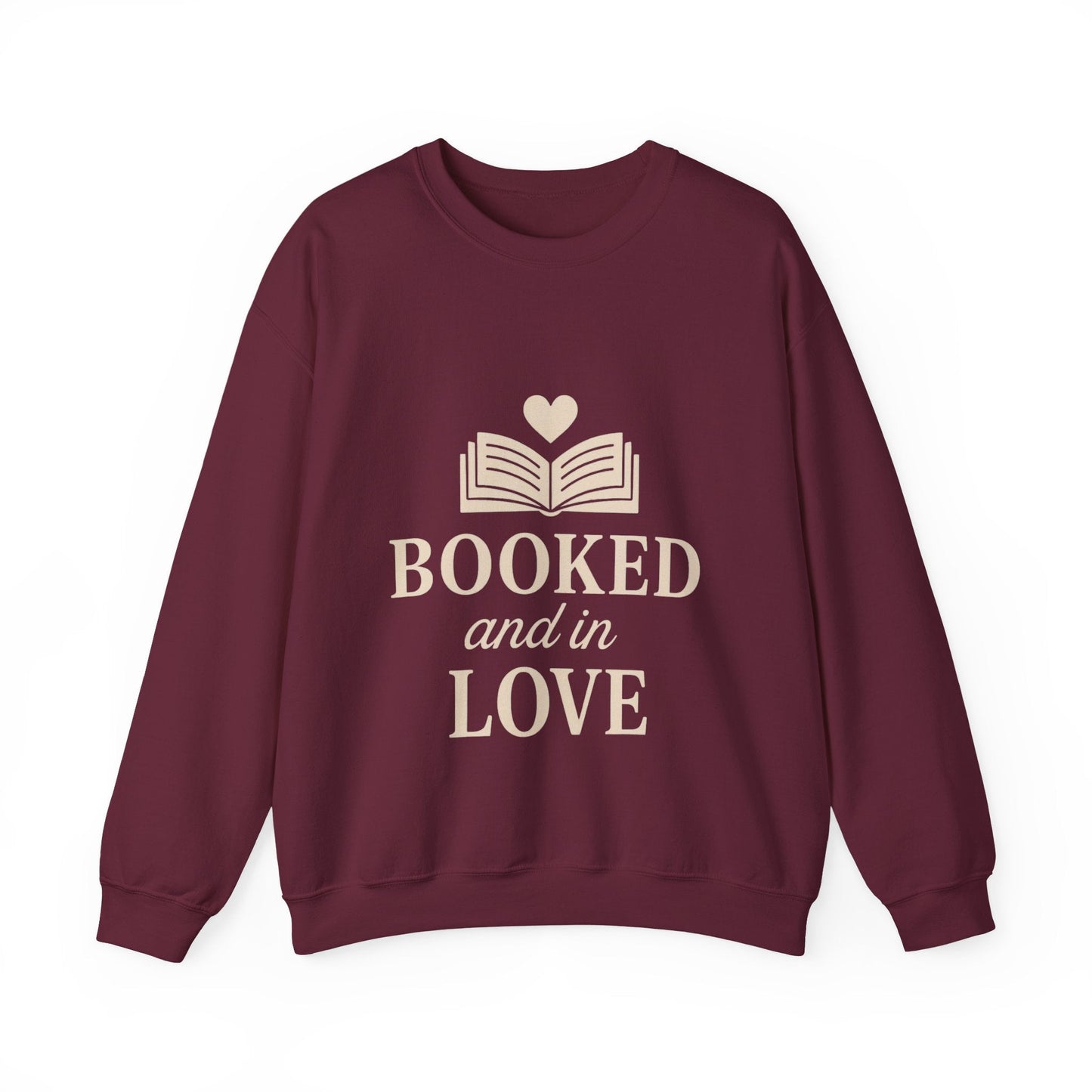 Booked and in Love Sweatshirt | Book Lovers Crewneck, Reading Graphic Printify