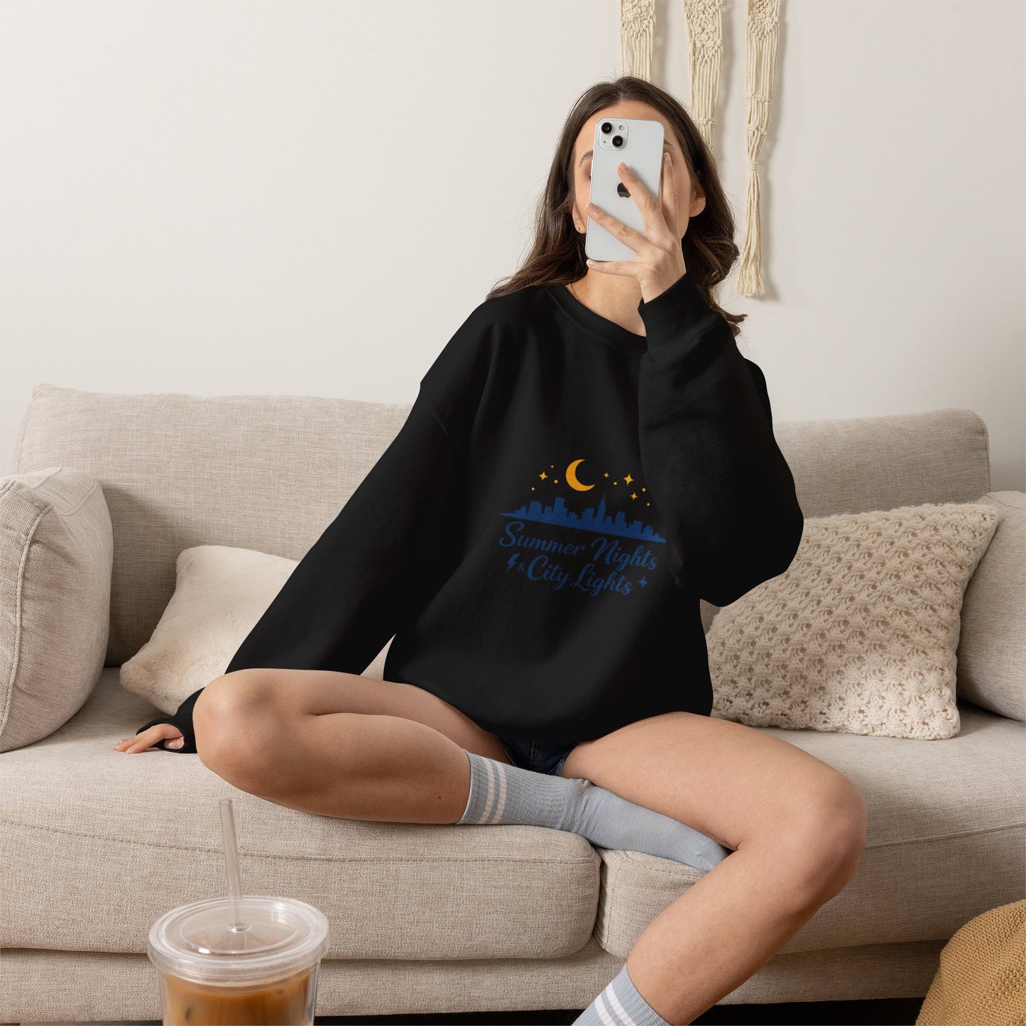 Summer Vibes Crewneck Sweatshirt — "Summer Nights and City Lights"