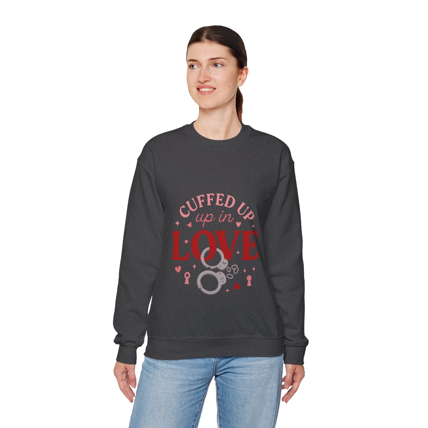 Cuffed Up in Love Crewneck Sweatshirt — Cozy Romantic Pullover