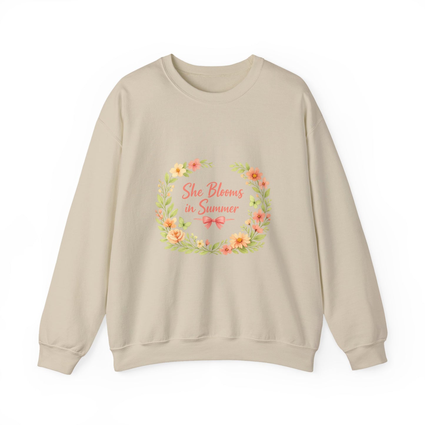 She Blooms in Summer Crewneck Sweatshirt — Floral Summer Vibes