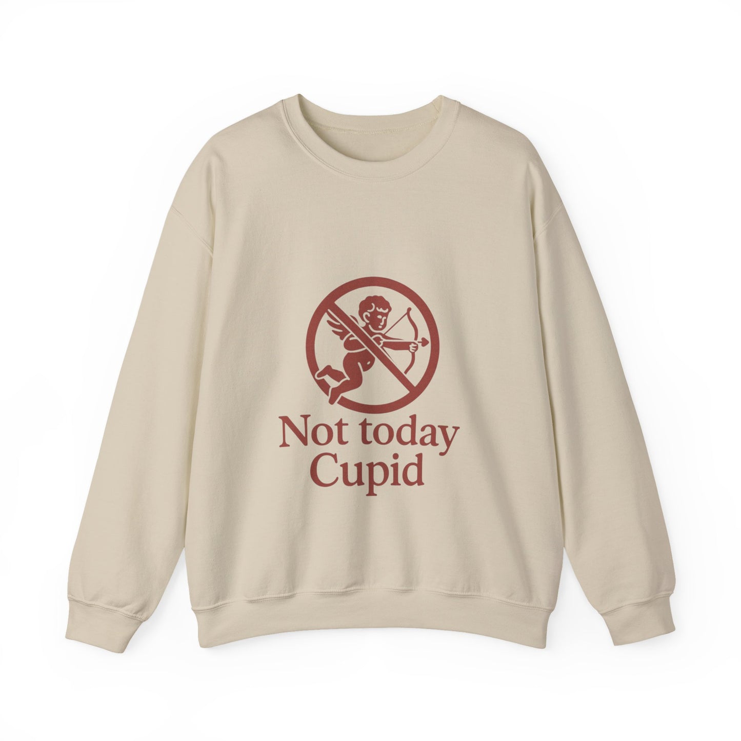 Not Today Cupid sweatshirt | anti-valentine crewneck, funny cupid graphic