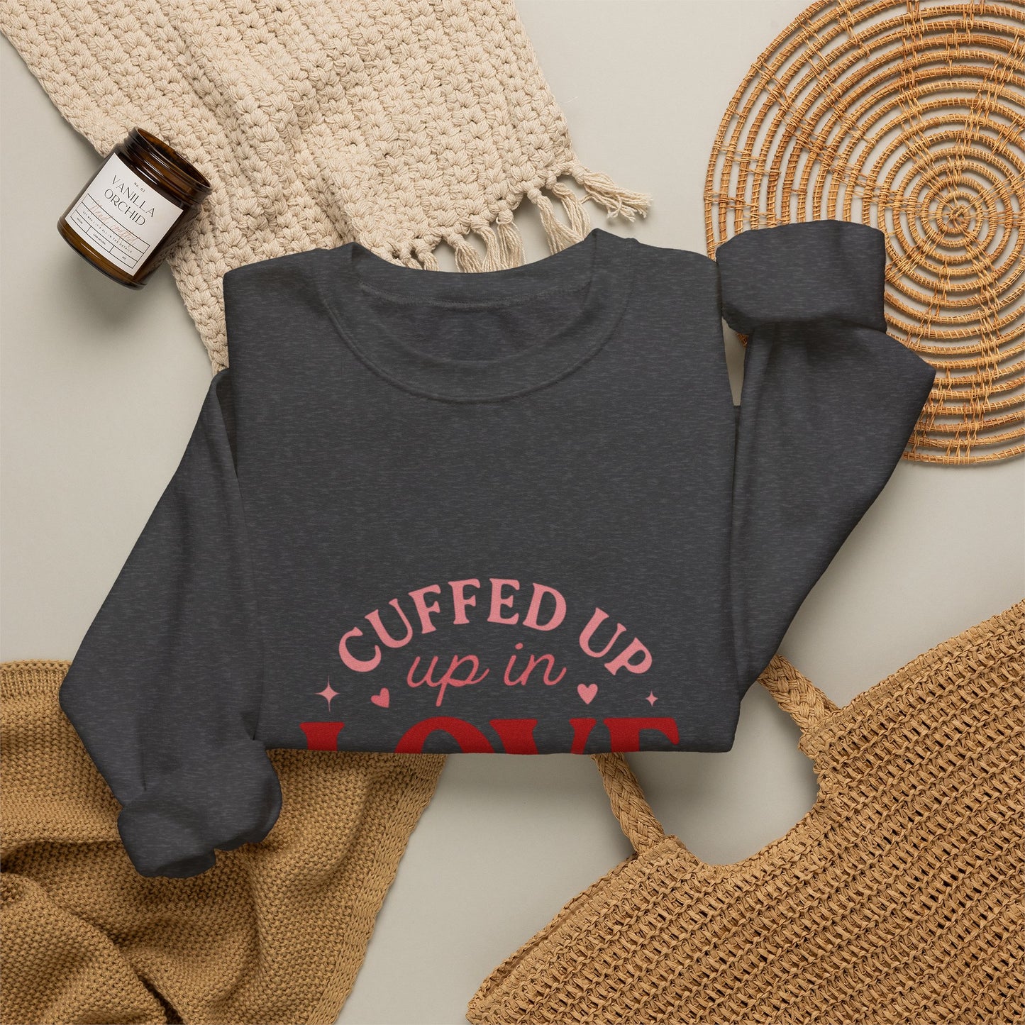 Cuffed Up in Love Crewneck Sweatshirt — Cozy Romantic Pullover