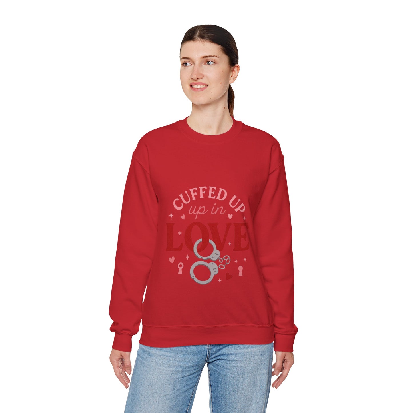 Cuffed Up in Love Crewneck Sweatshirt — Cozy Romantic Pullover