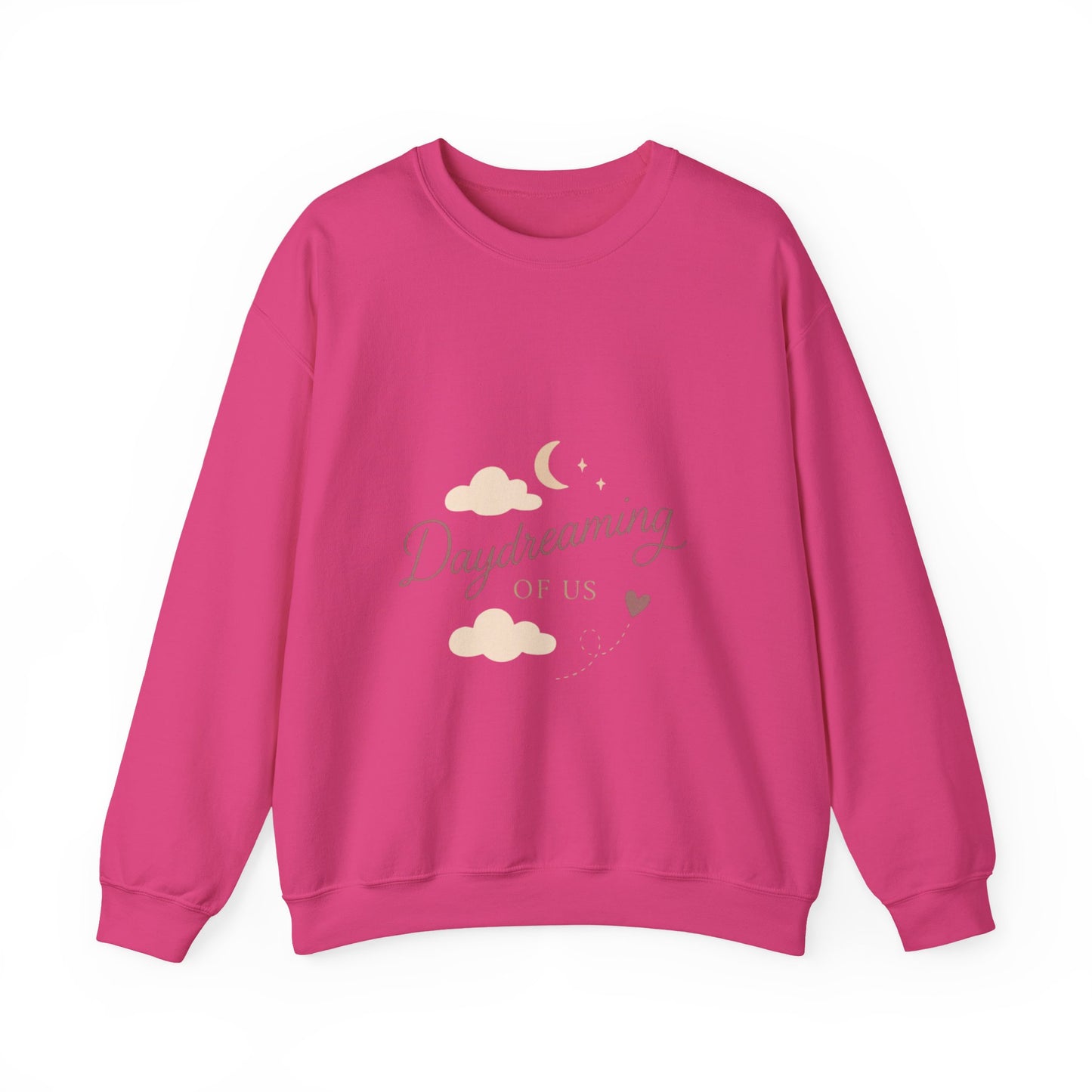 Daydreaming of Us crewneck sweatshirt | moon, clouds, script text