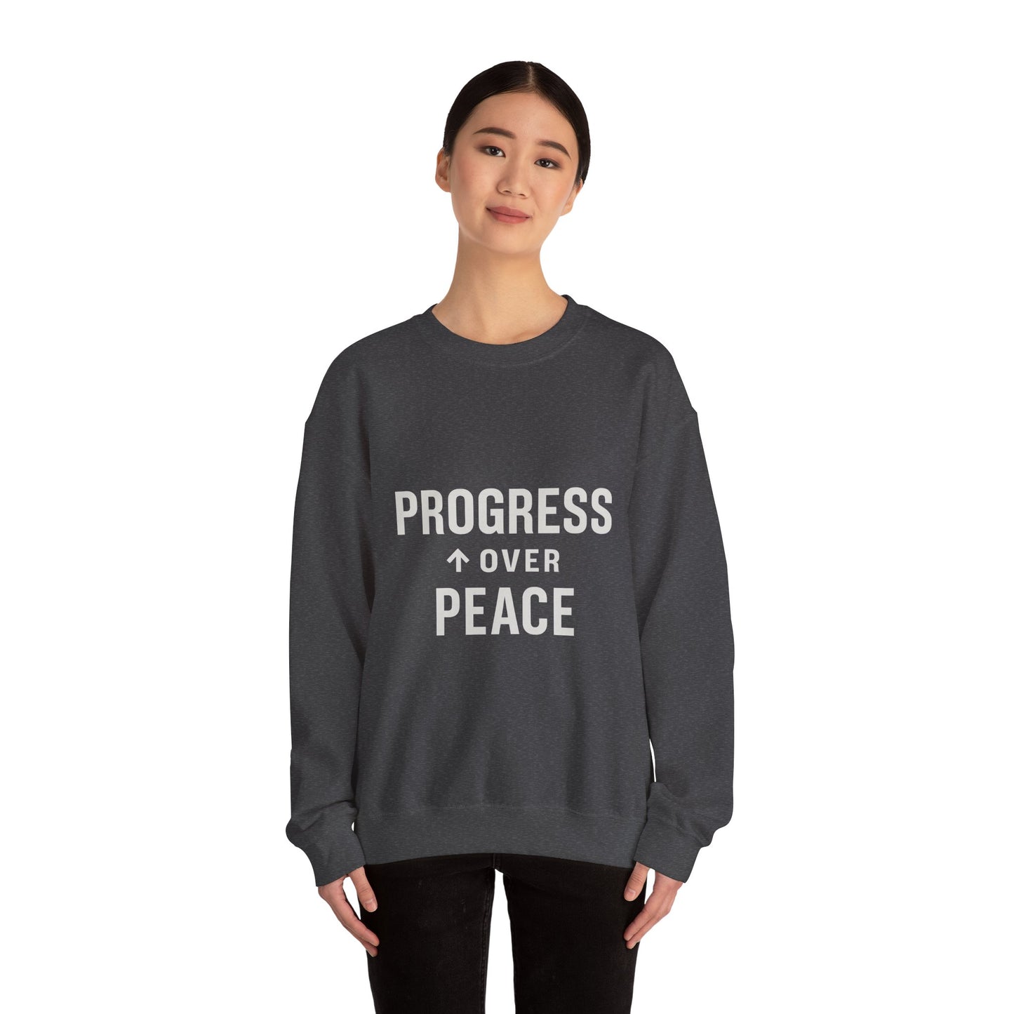 Peace Over Progress Sweatshirt — Minimalist Statement Crewneck