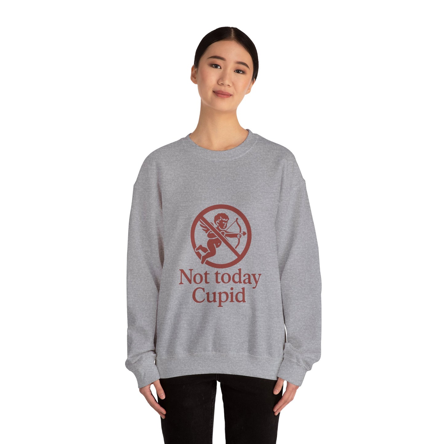 Not Today Cupid sweatshirt | anti-valentine crewneck, funny cupid graphic