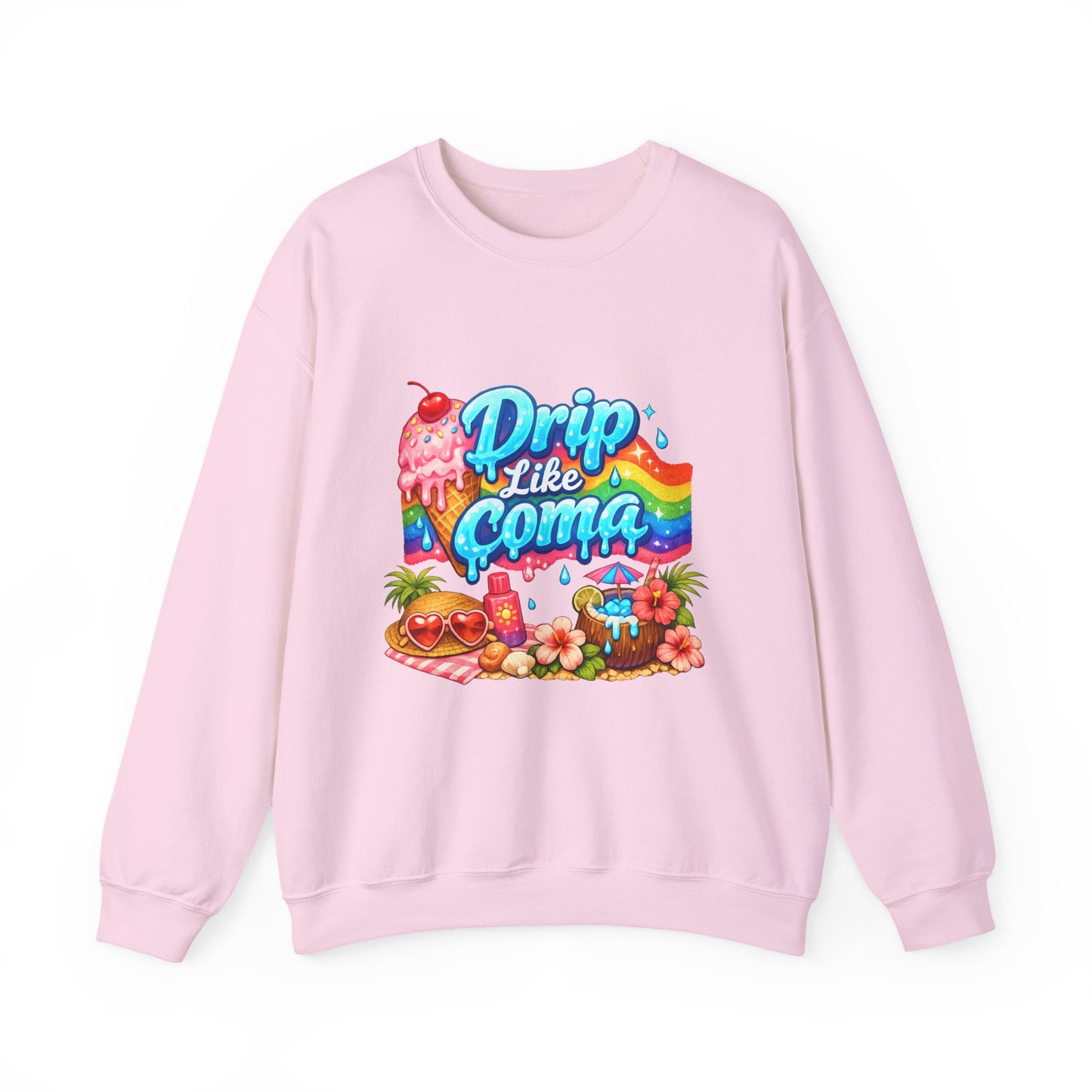 Drip Like Coma Crewneck Sweatshirt — Colorful Tropical Candy Graphic