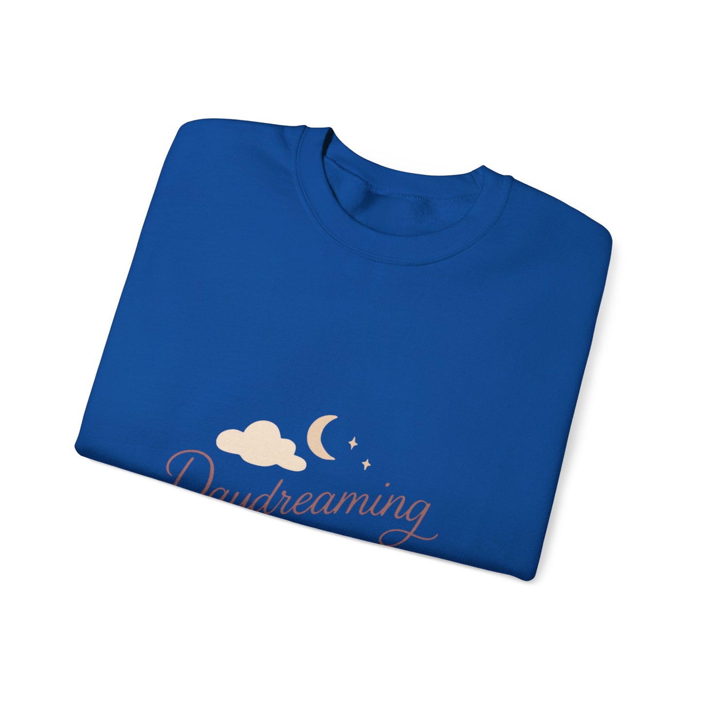 Daydreaming of Us crewneck sweatshirt | moon, clouds, script text