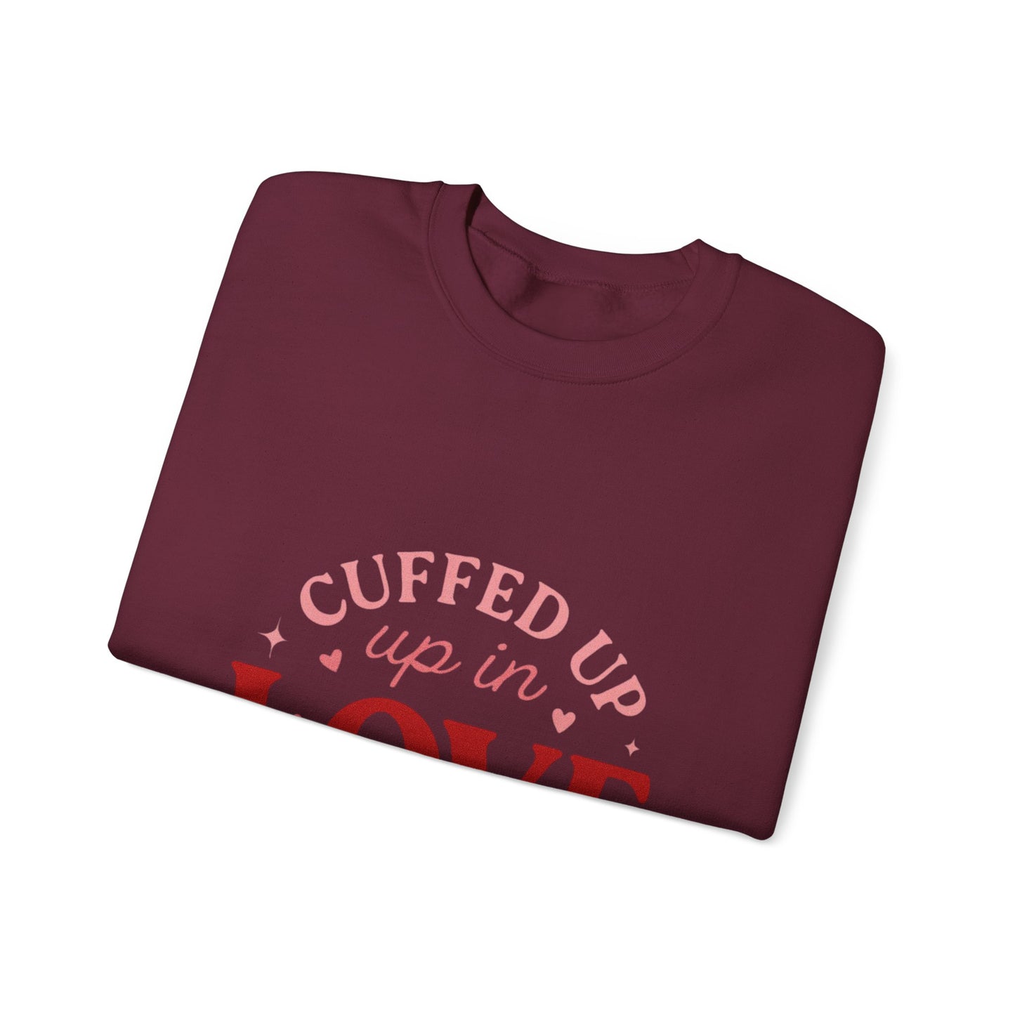 Cuffed Up in Love Crewneck Sweatshirt — Cozy Romantic Pullover