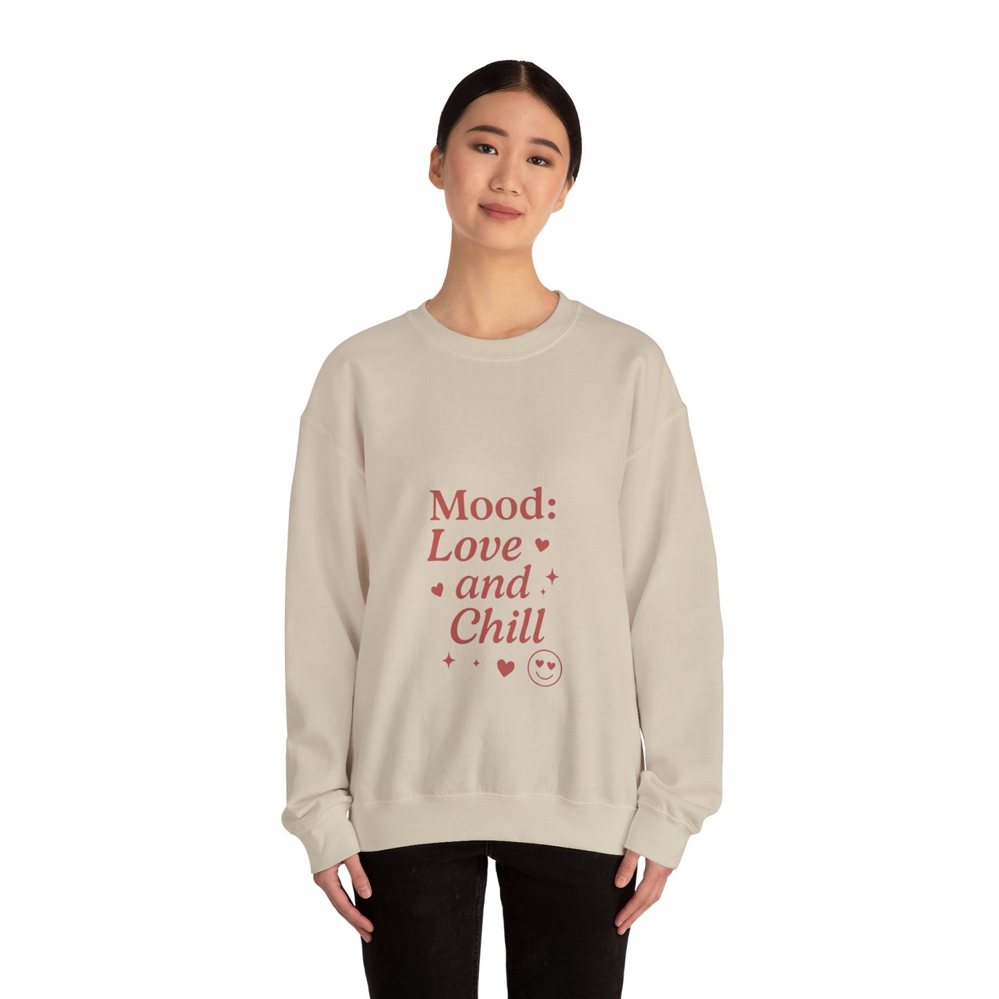 Mood: Love and Chill sweatshirt | Cozy slogan crewneck