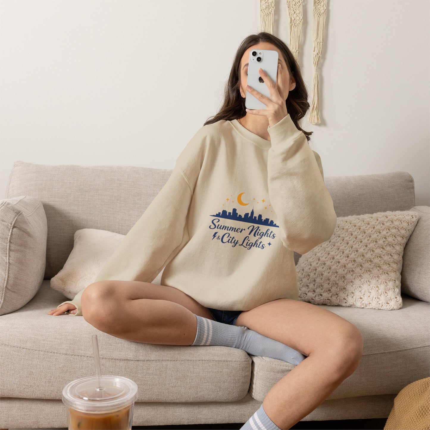 Summer Vibes Crewneck Sweatshirt — "Summer Nights and City Lights"