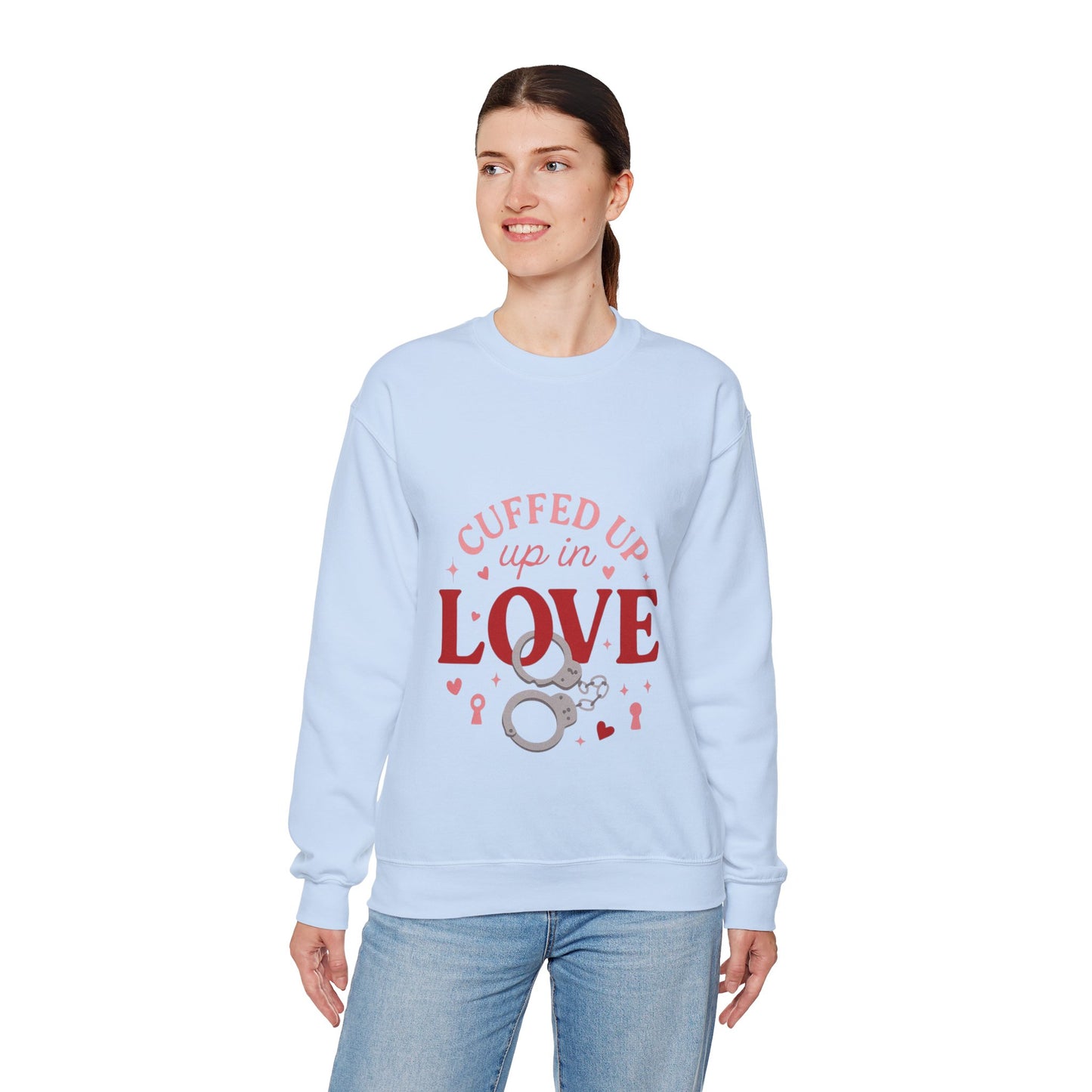 Cuffed Up in Love Crewneck Sweatshirt — Cozy Romantic Pullover