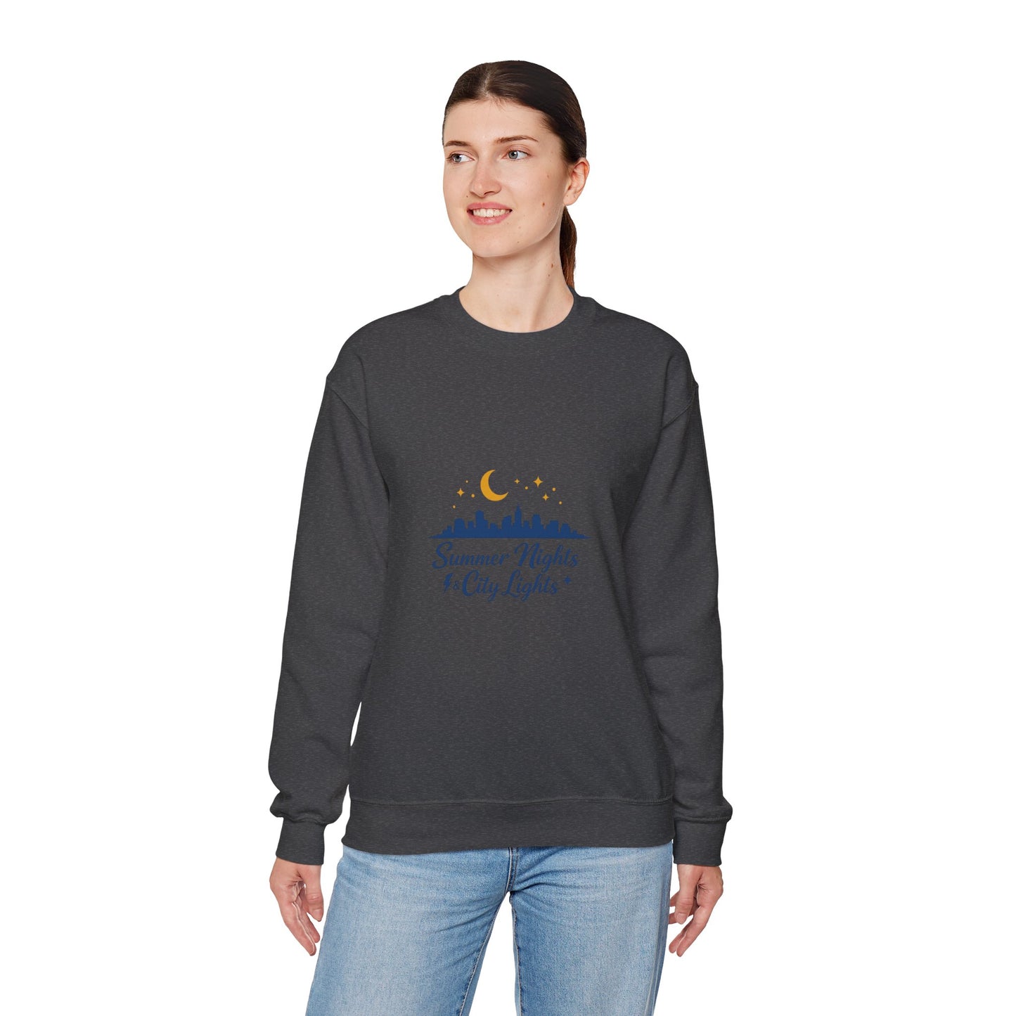 Summer Vibes Crewneck Sweatshirt — "Summer Nights and City Lights"