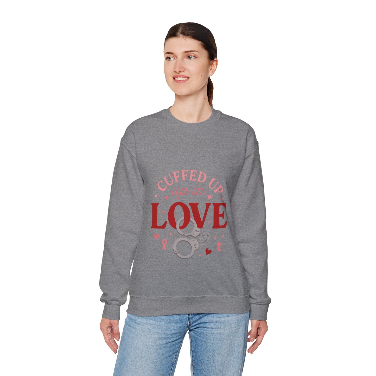 Cuffed Up in Love Crewneck Sweatshirt — Cozy Romantic Pullover