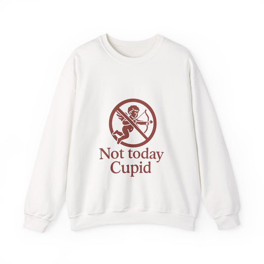 Not Today Cupid sweatshirt | anti-valentine crewneck, funny cupid graphic