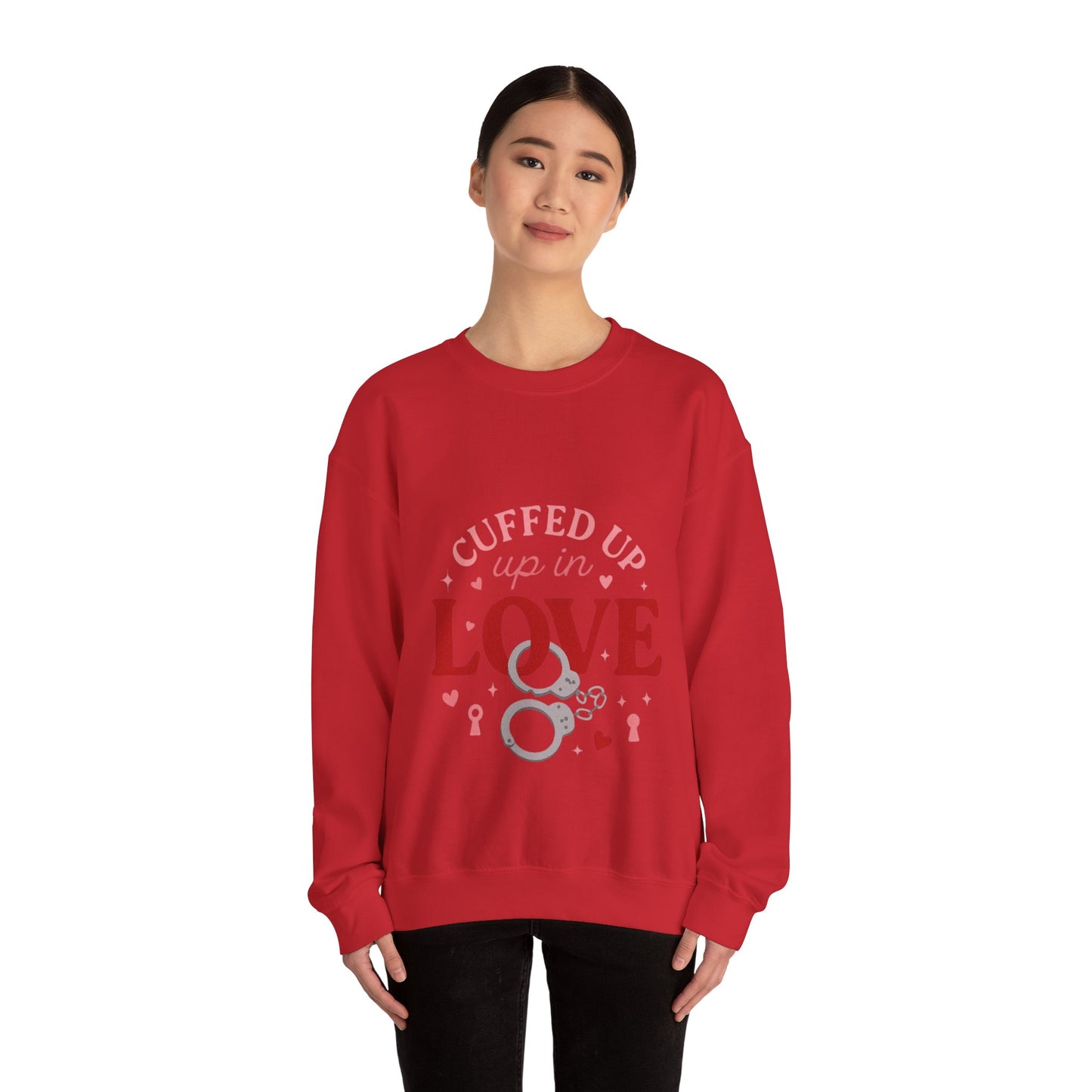 Cuffed Up in Love Crewneck Sweatshirt — Cozy Romantic Pullover