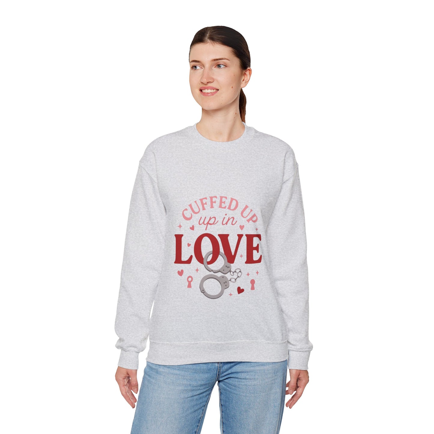 Cuffed Up in Love Crewneck Sweatshirt — Cozy Romantic Pullover