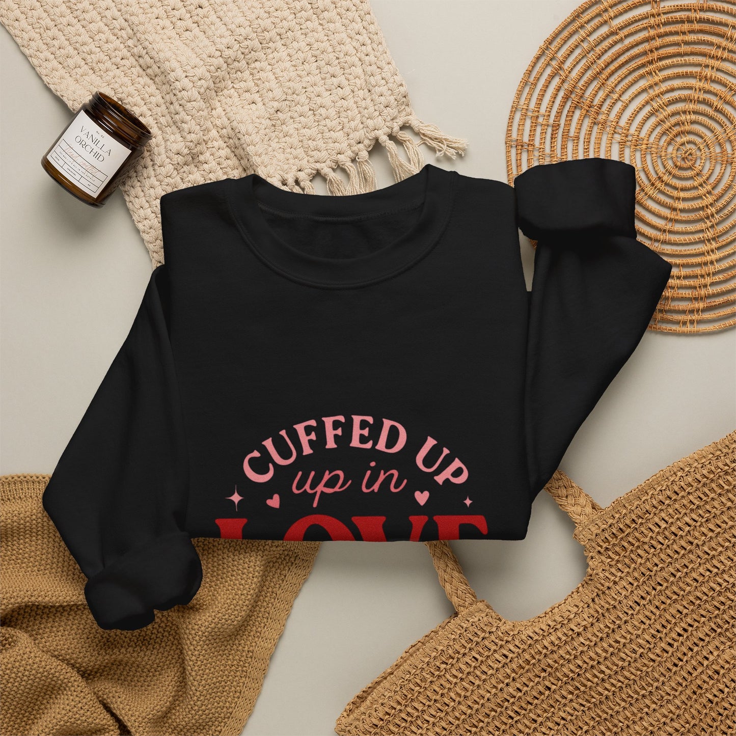 Cuffed Up in Love Crewneck Sweatshirt — Cozy Romantic Pullover