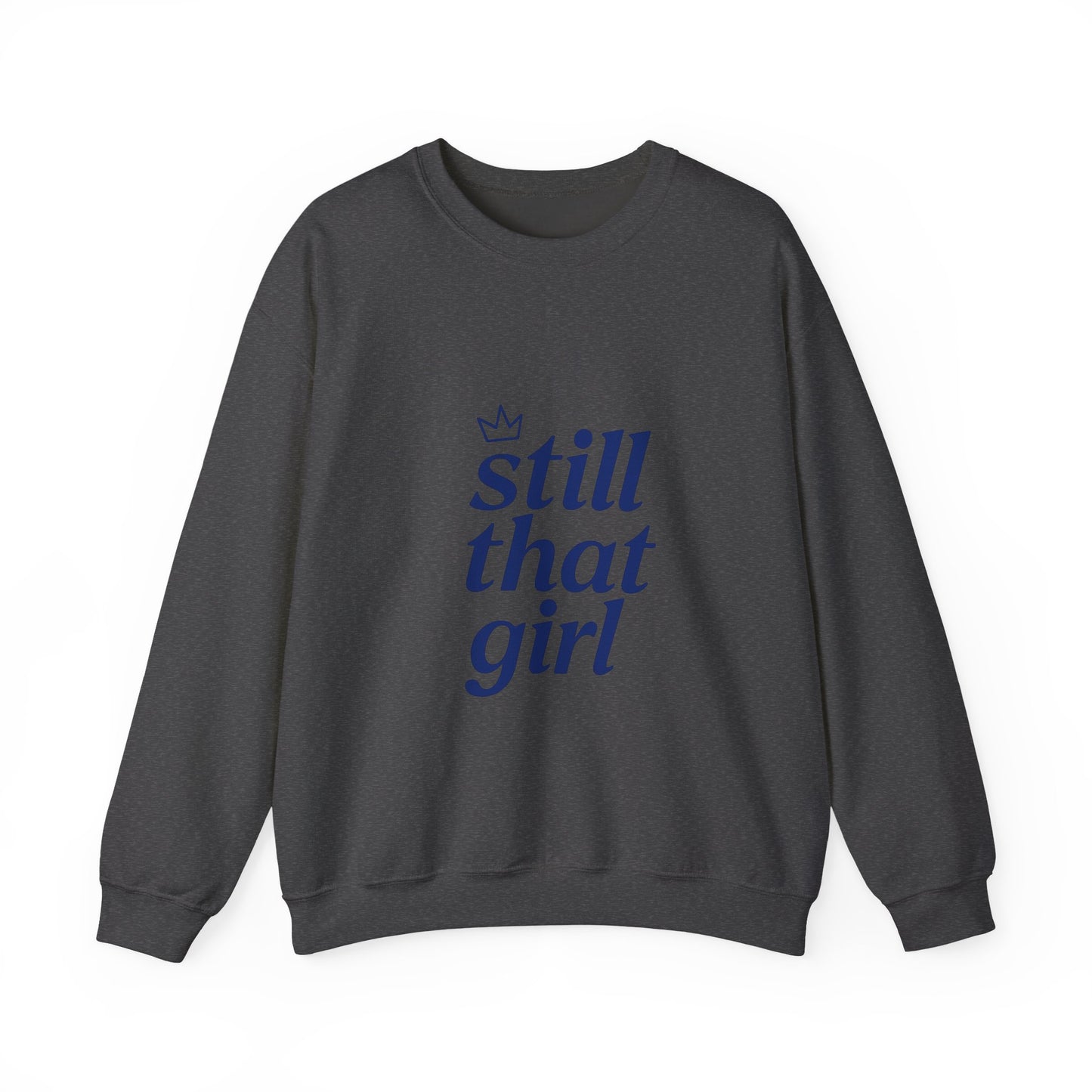 "still that girl" Navy Script Cozy Pullover