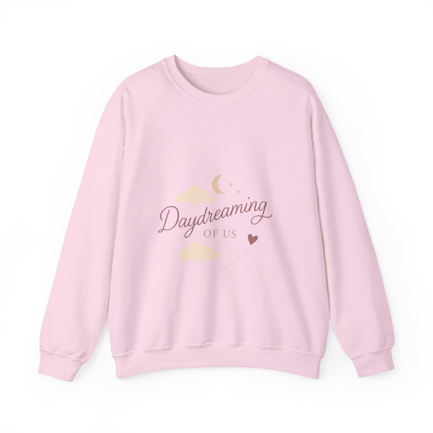 Daydreaming of Us crewneck sweatshirt | moon, clouds, script text