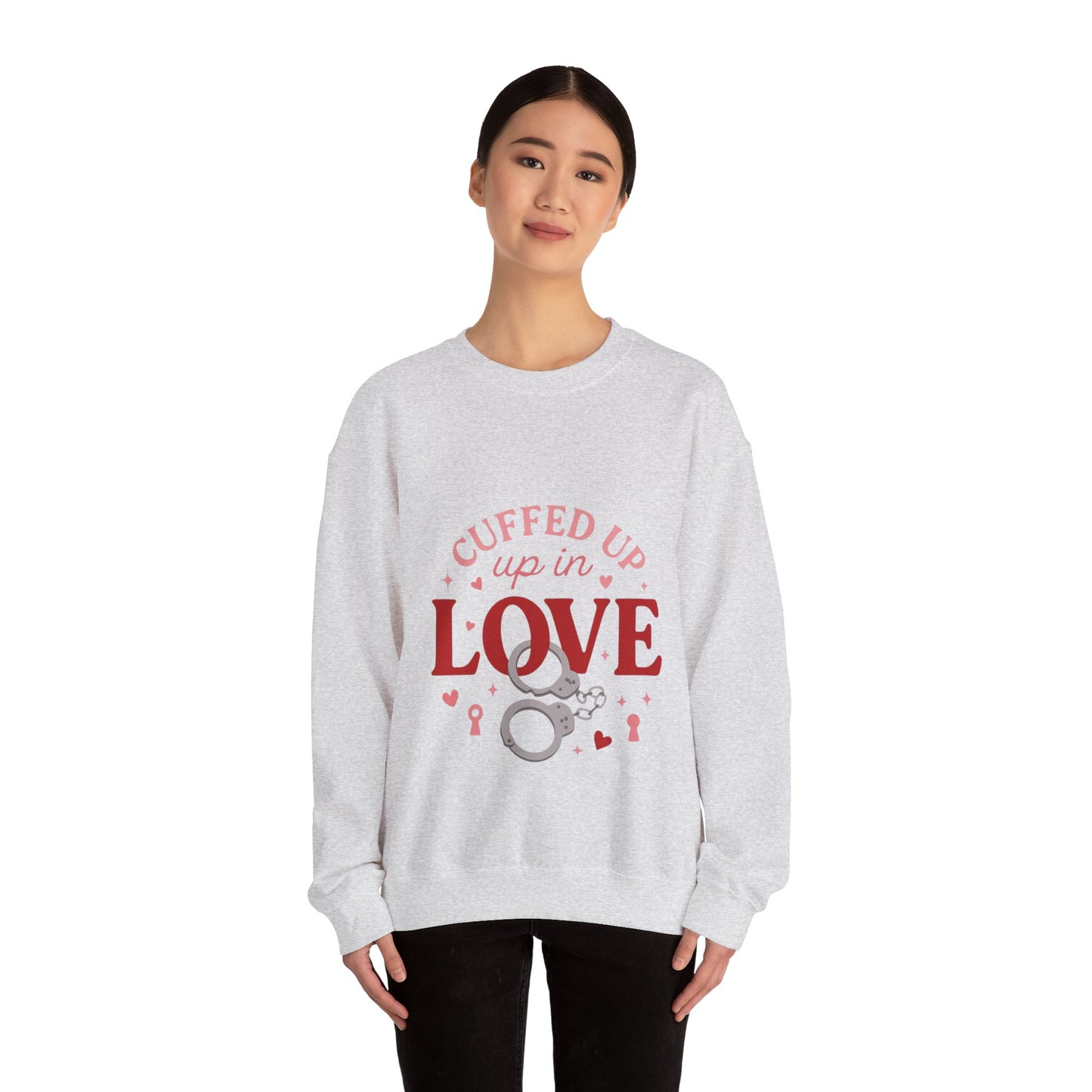 Cuffed Up in Love Crewneck Sweatshirt — Cozy Romantic Pullover