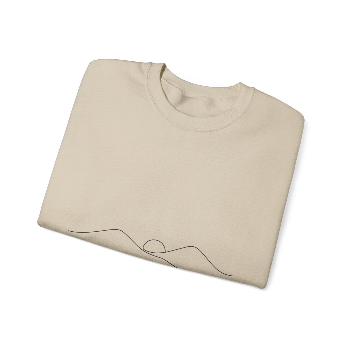 Minimal Sunrise Crewneck Sweatshirt — Simple Line Mountain & Sun Design