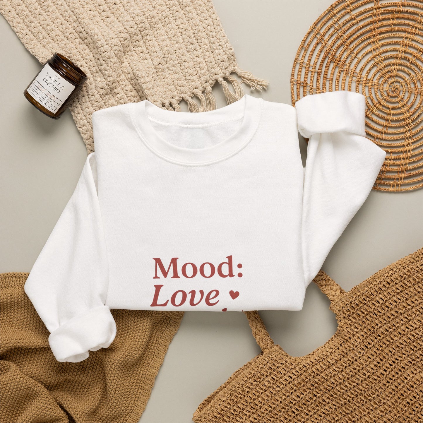 Mood: Love and Chill sweatshirt | Cozy slogan crewneck