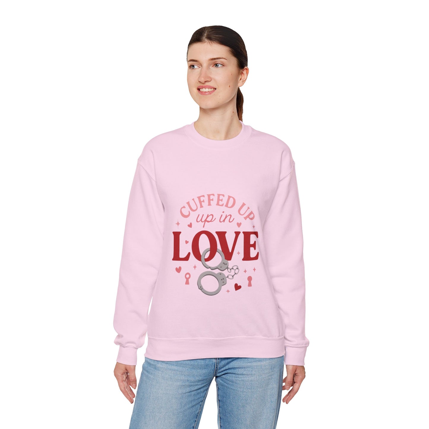 Cuffed Up in Love Crewneck Sweatshirt — Cozy Romantic Pullover