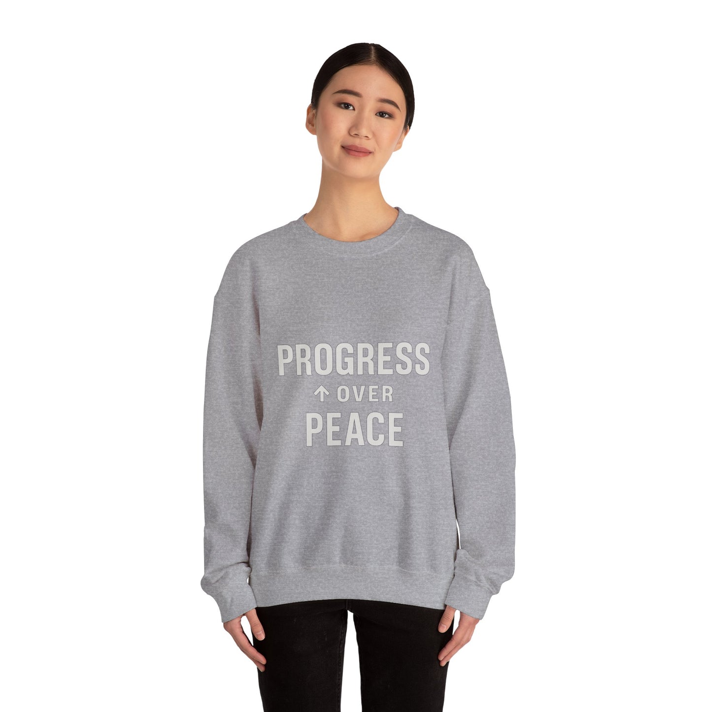 Peace Over Progress Sweatshirt — Minimalist Statement Crewneck