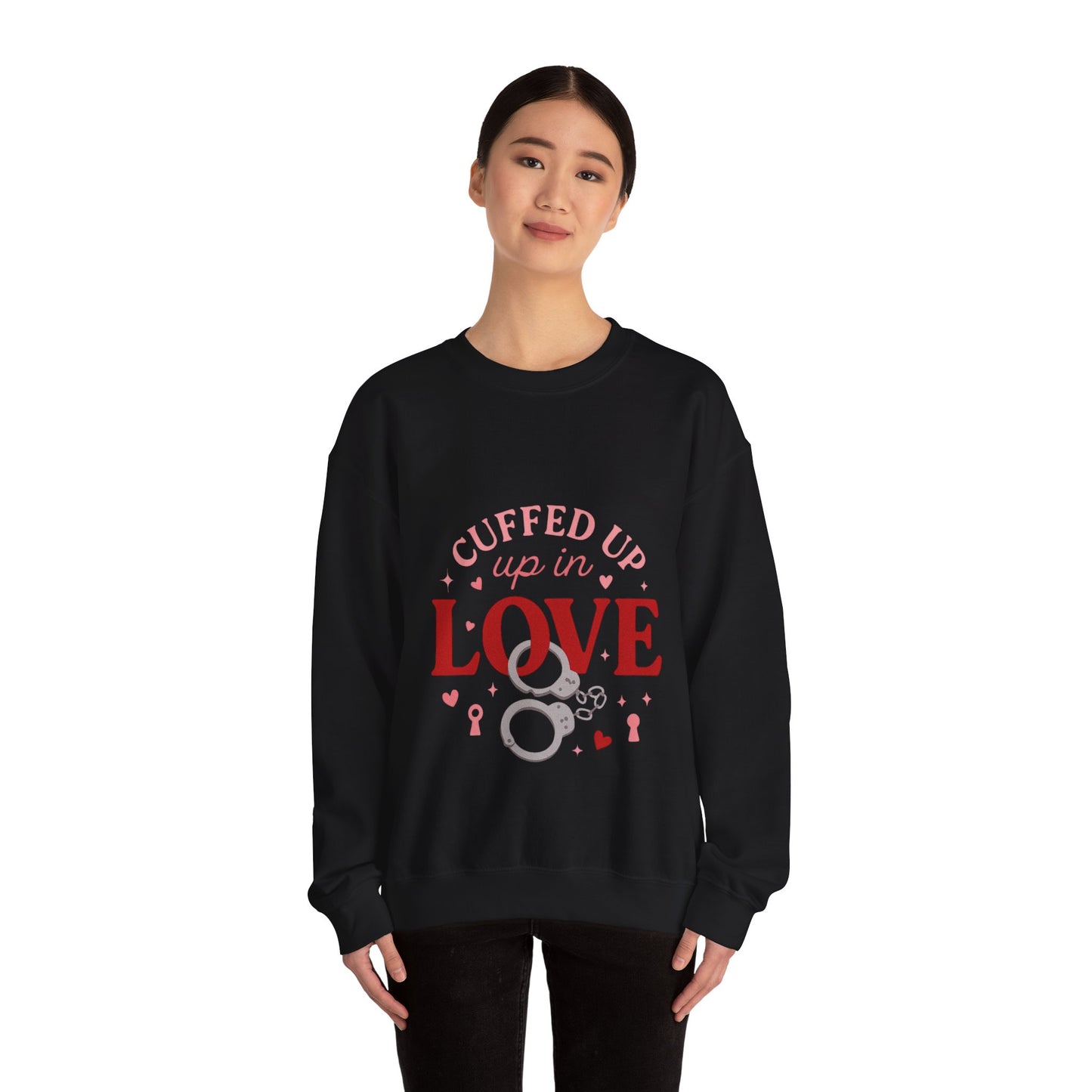 Cuffed Up in Love Crewneck Sweatshirt — Cozy Romantic Pullover