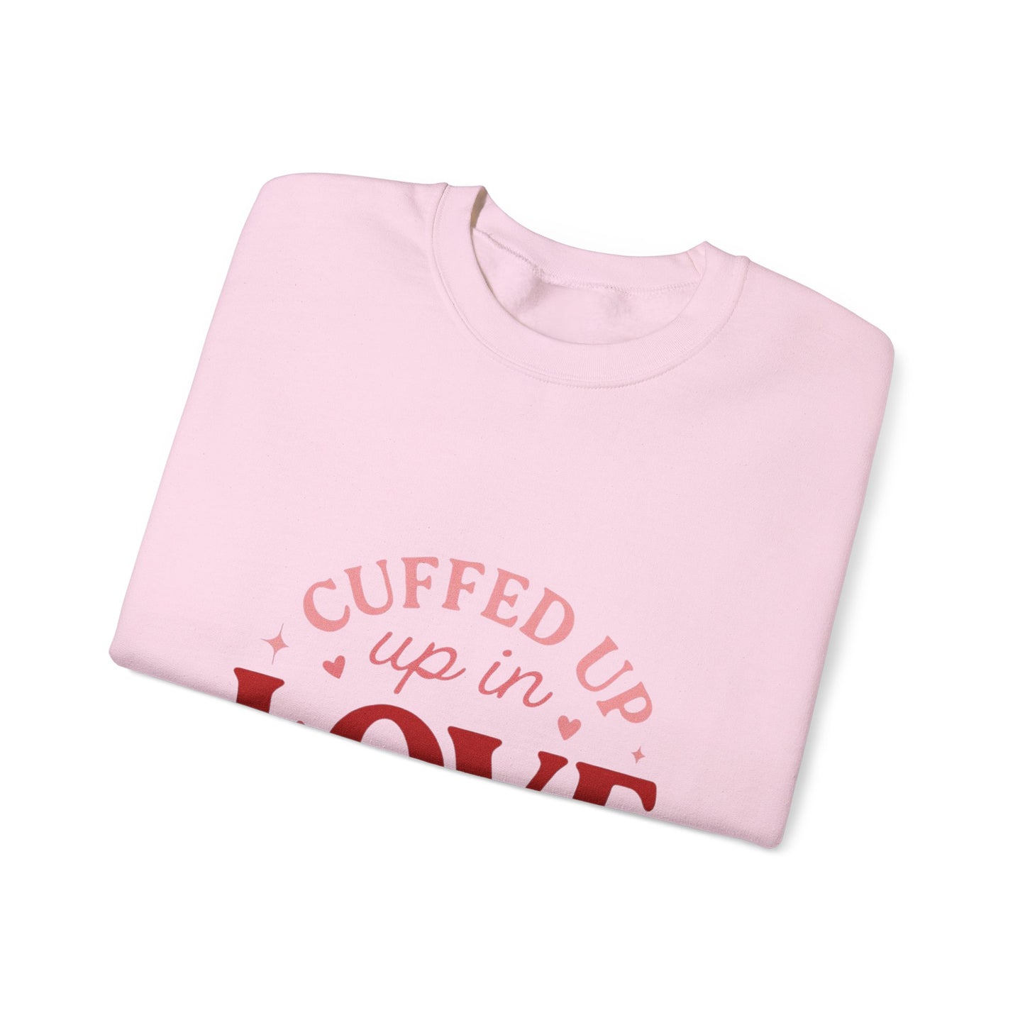 Cuffed Up in Love Crewneck Sweatshirt — Cozy Romantic Pullover