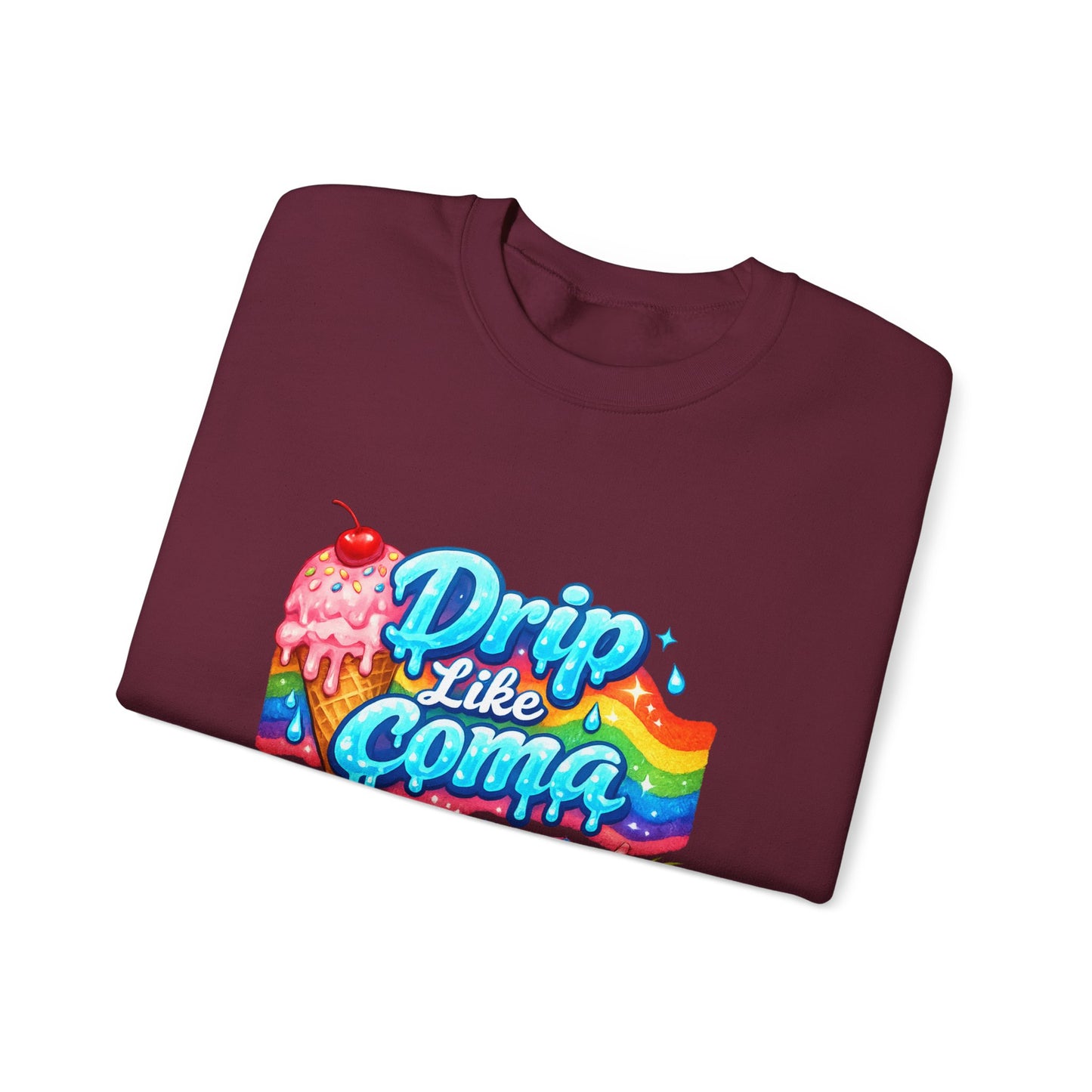 Drip Like Coma Crewneck Sweatshirt — Colorful Tropical Candy Graphic