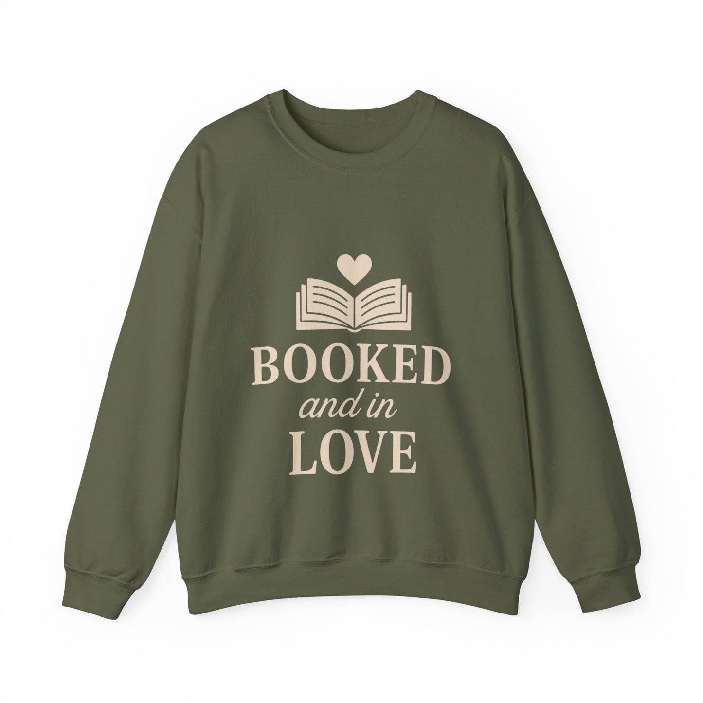 Booked and in Love Sweatshirt | Book Lovers Crewneck, Reading Graphic Printify