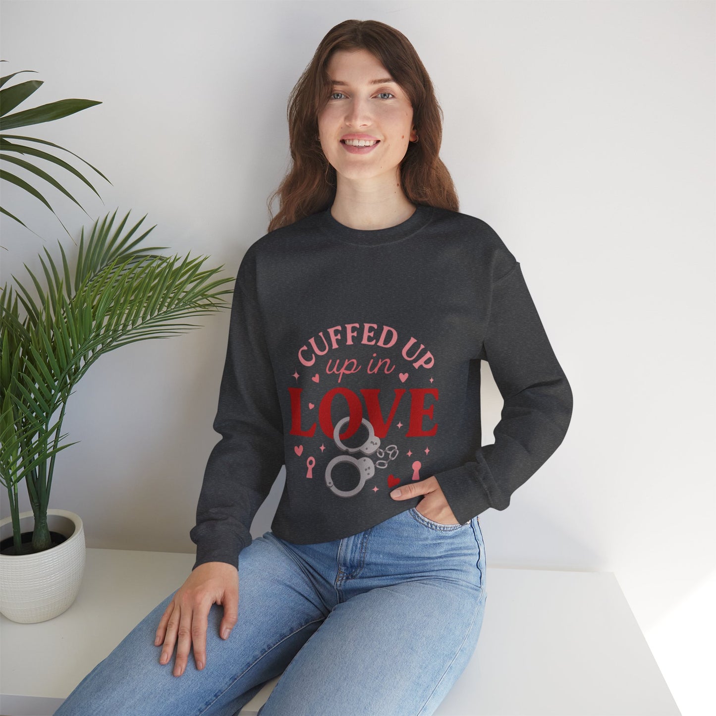 Cuffed Up in Love Crewneck Sweatshirt — Cozy Romantic Pullover