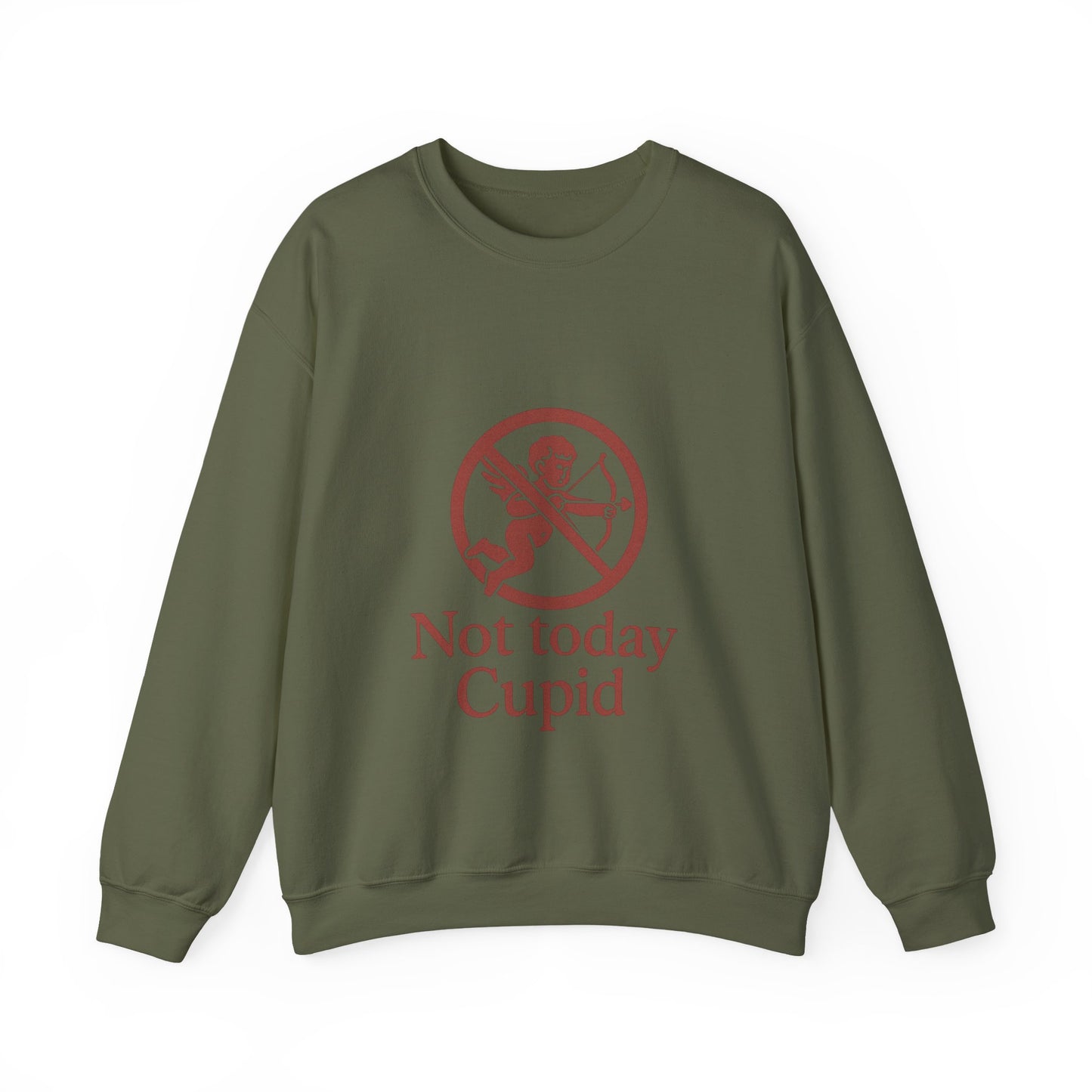 Not Today Cupid sweatshirt | anti-valentine crewneck, funny cupid graphic