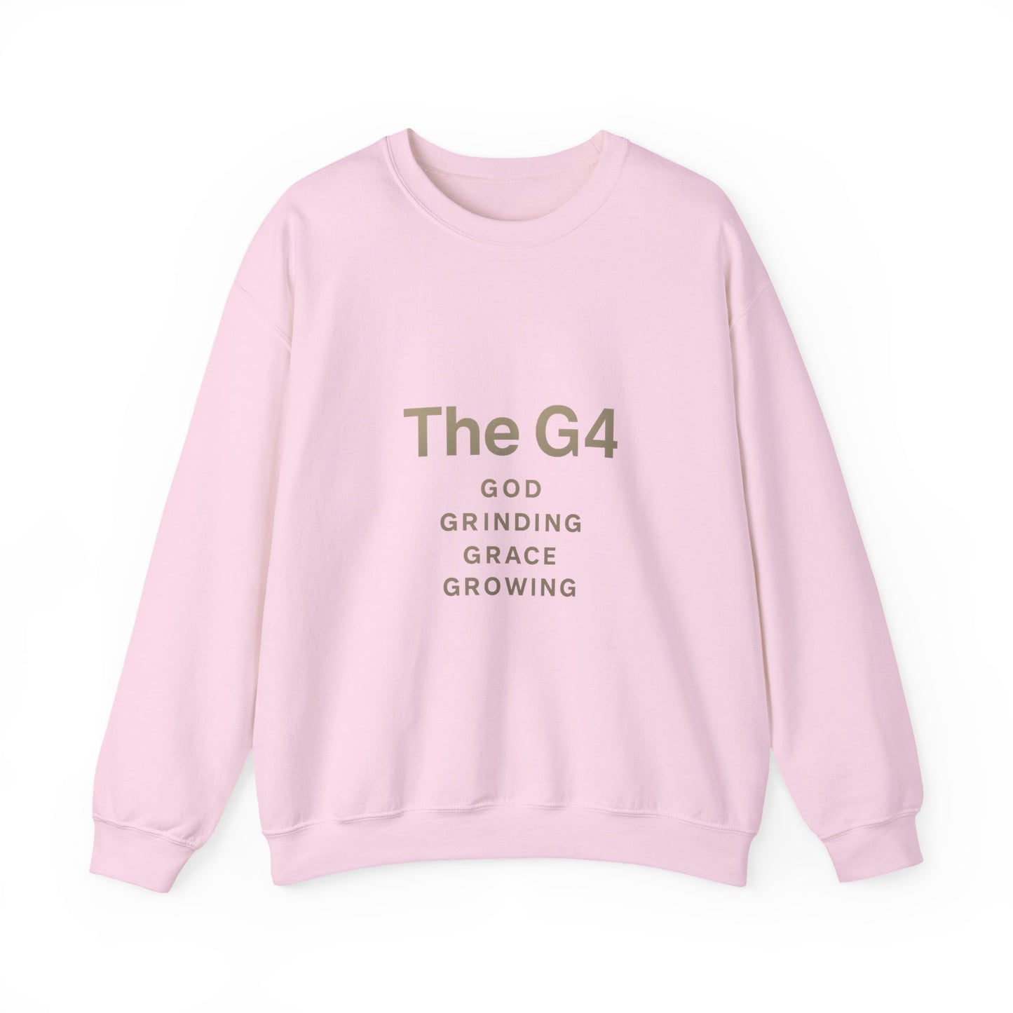 Crewneck Sweatshirt — "The G4: God, Grinding, Grace, Growing" Inspirational Christian Pullover