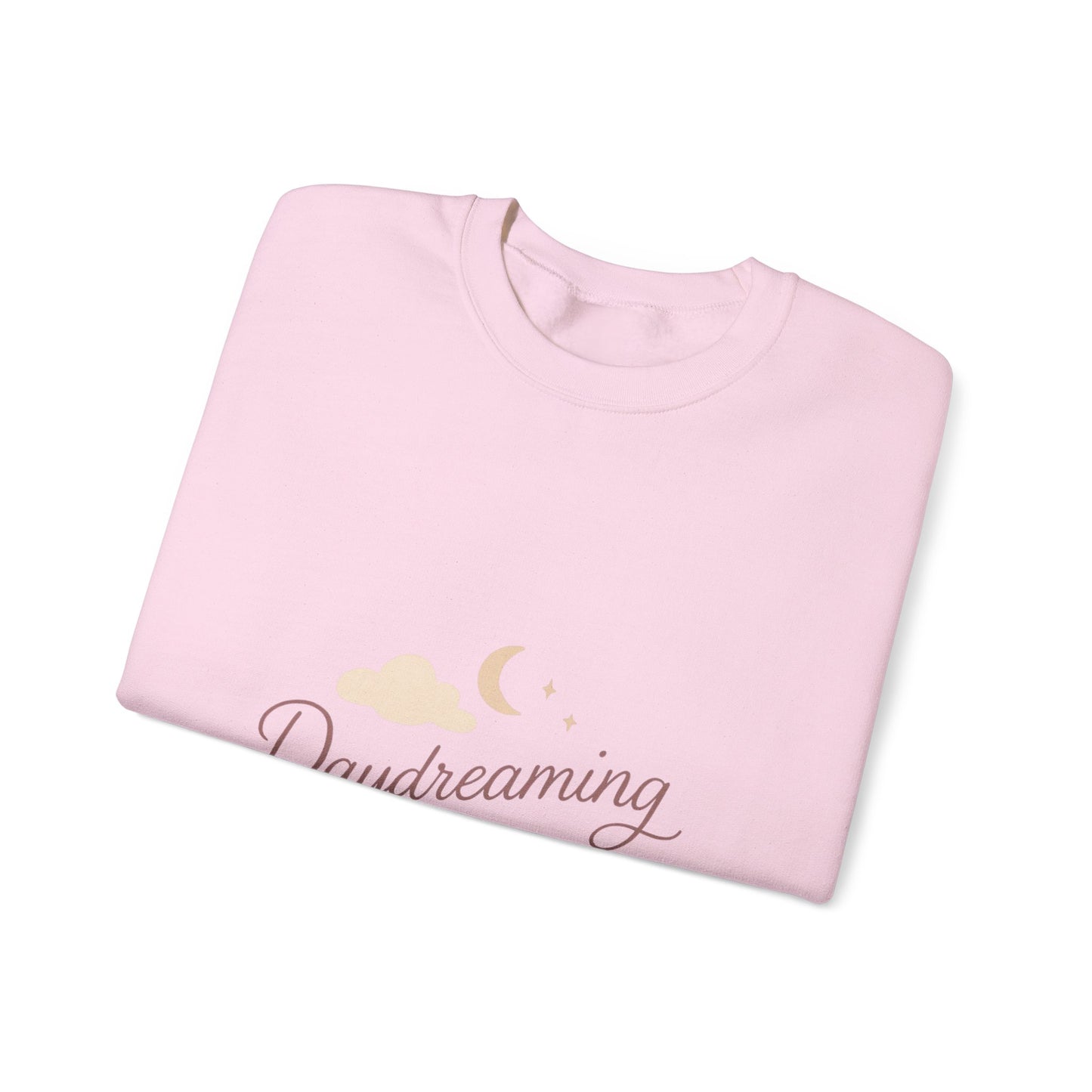 Daydreaming of Us crewneck sweatshirt | moon, clouds, script text