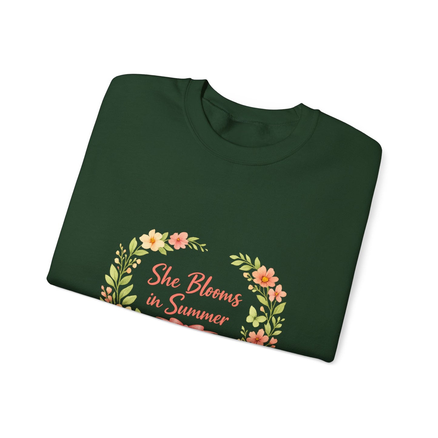 She Blooms in Summer Crewneck Sweatshirt — Floral Summer Vibes