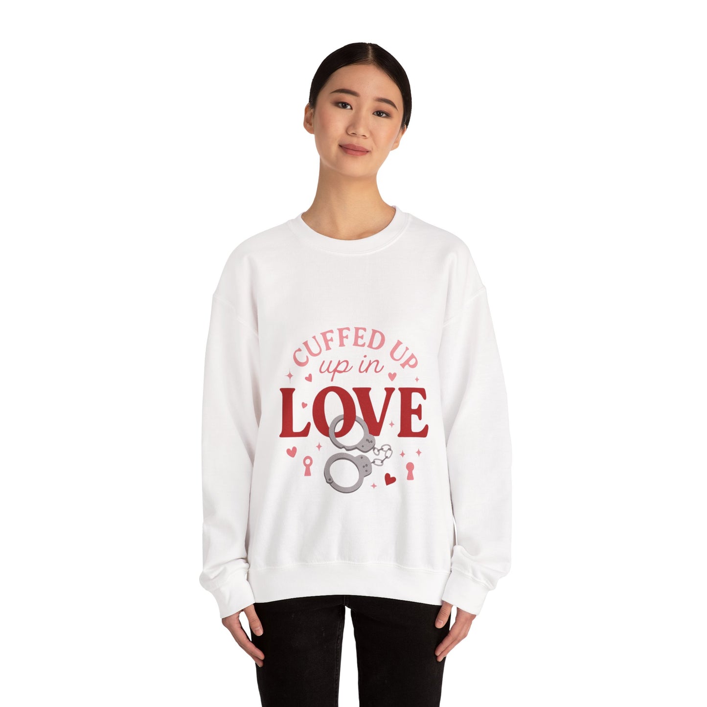 Cuffed Up in Love Crewneck Sweatshirt — Cozy Romantic Pullover