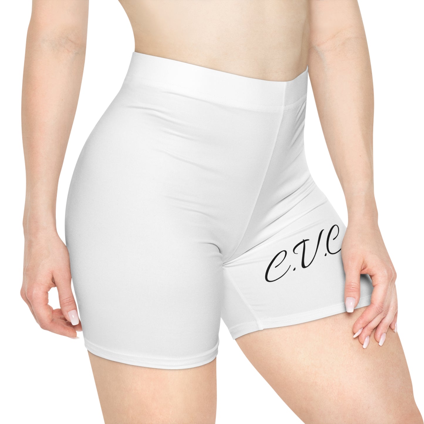 Biker Shorts — Minimal 'C.V.C' Logo Women's Athletic Shorts