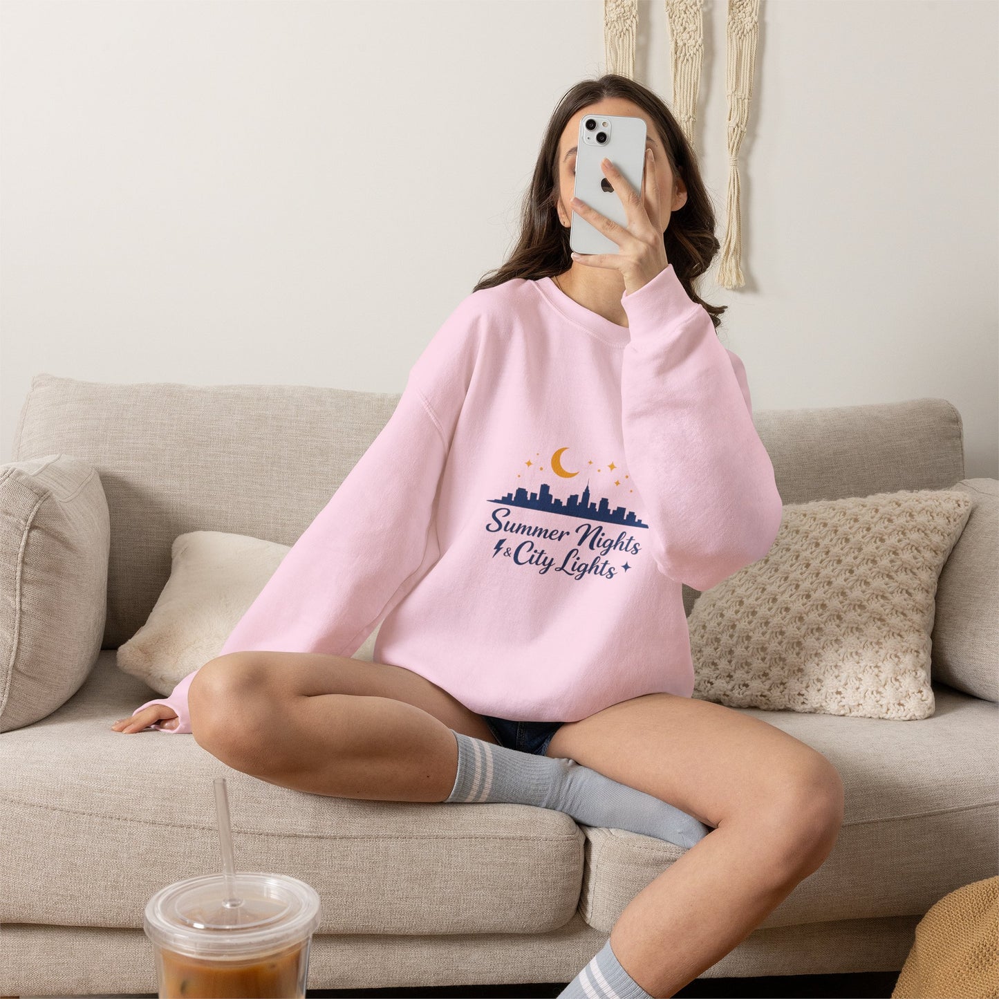 Summer Vibes Crewneck Sweatshirt — "Summer Nights and City Lights"