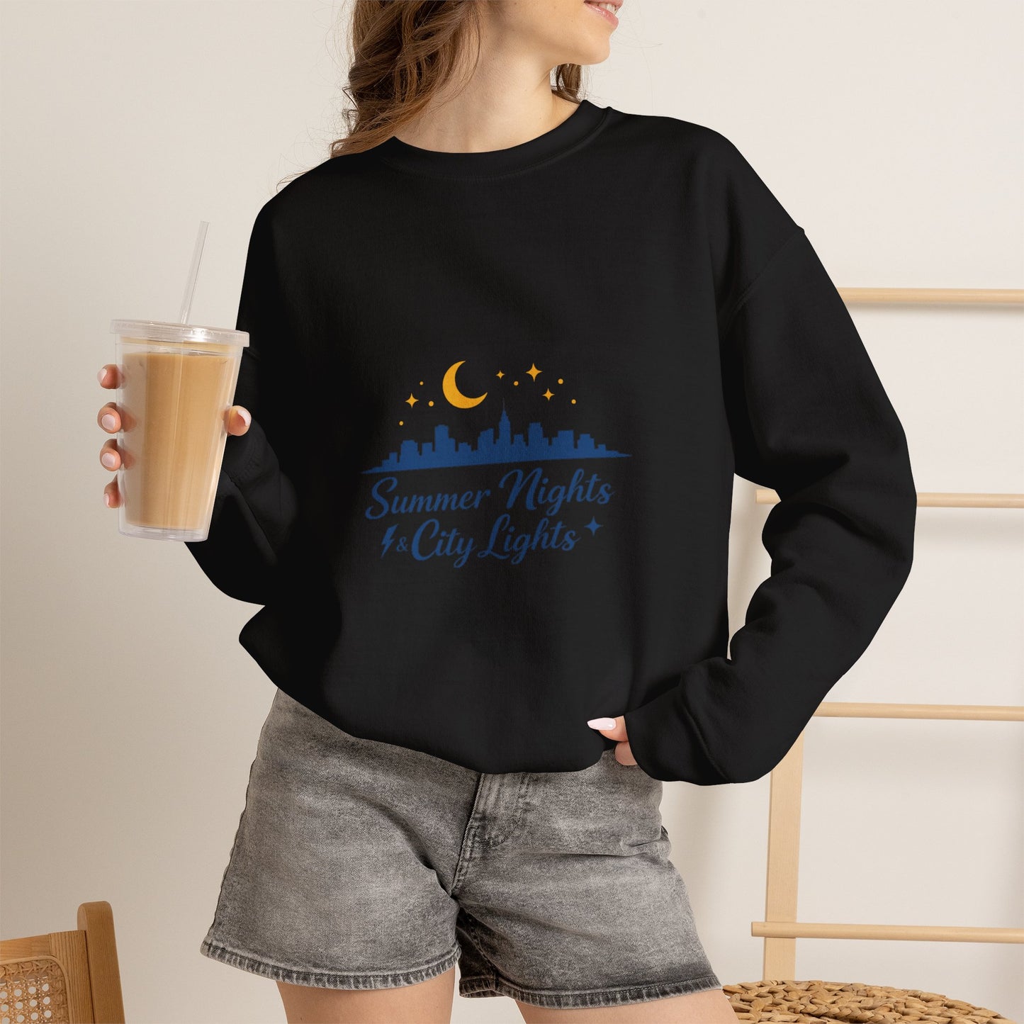 Summer Vibes Crewneck Sweatshirt — "Summer Nights and City Lights"