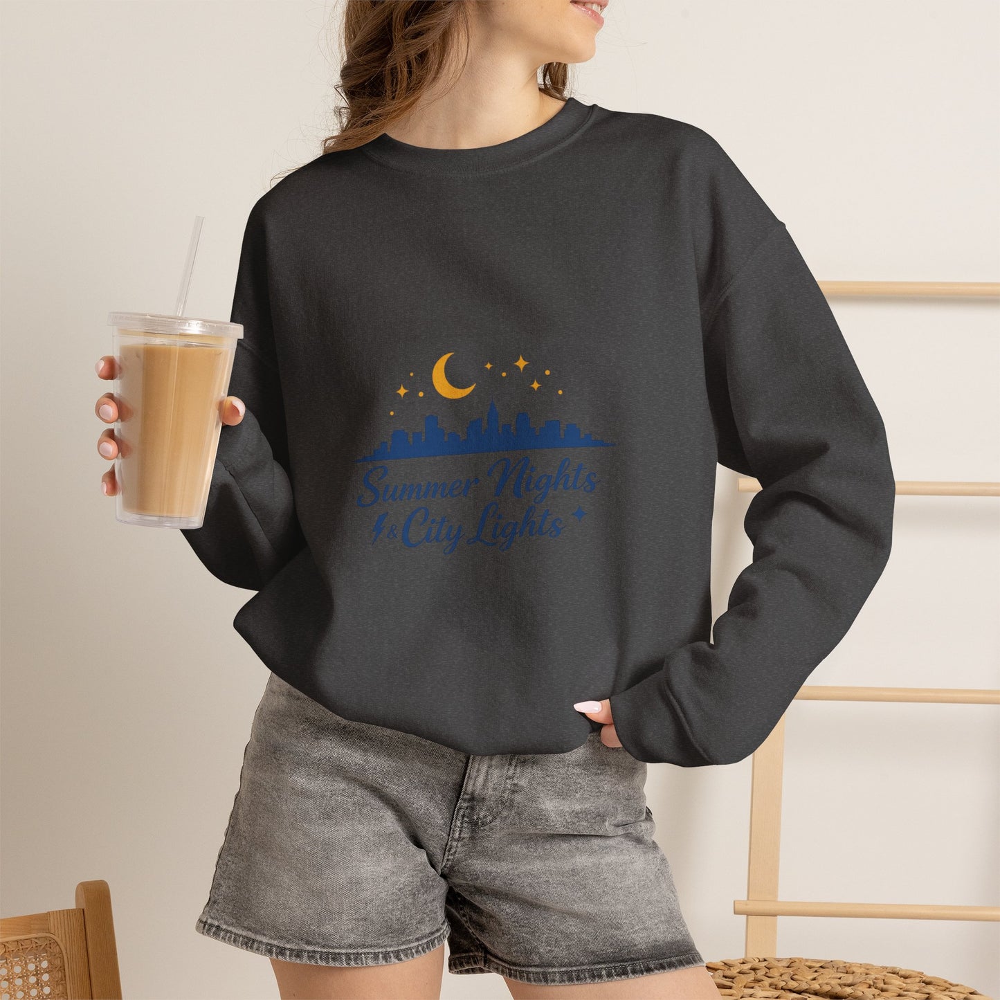 Summer Vibes Crewneck Sweatshirt — "Summer Nights and City Lights"